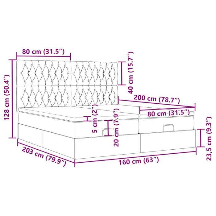 VidaXL Ottoman Bed Frame with Mattress Dark Grey 160x200cm Fabric, Bed Frame, Upholstered Bed Frame, Bed Frame 3314556