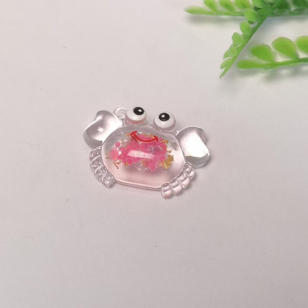 Cartoon Crab Resin Cabochons Flatback Kawaii Marine Life Decorative Pieces for Hair Bow Centerpiece Toddler Jewellery Slime DIY
