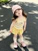 Cute Baby Girl Summer Outfit Fake Two Piece Camisole And Shorts Set Stylish Casual Toddler Clothes
