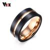 8mm Width Men Rings 100% Tungsten Metal Black & Gold-color Ring