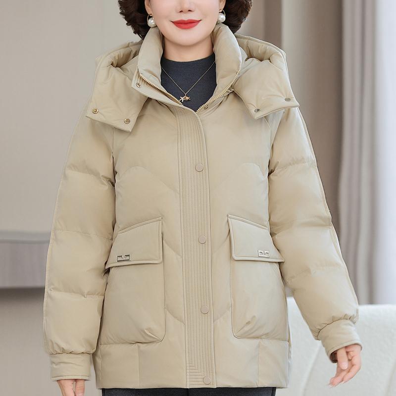 Plus Size XL-6XL Middle Age Women's Short Down Jackets Winter Parkas Hooded Elegant Loose Thick Warm Down Coats Woman Outerwears