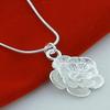 DOTEFFIL   Copper Rose Flower Pendant Necklace 18/20-24/26/30 Inch Snake Chain For Women Wedding Engagement Jewelry