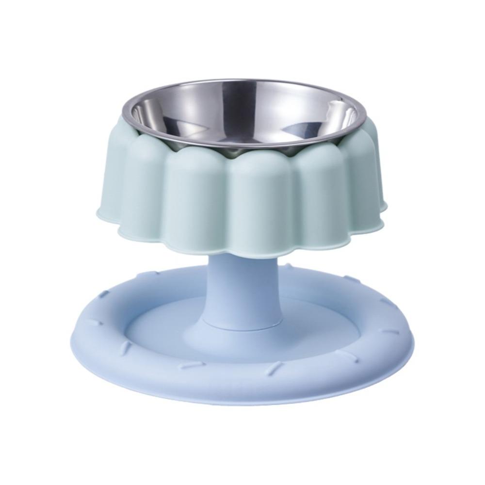 

Non-Slip Base Pet Stainless Steel Bowl Elevated Design Cake Shape Detachable Pet Bowl Stable Cartoon Neck Protection Bowl