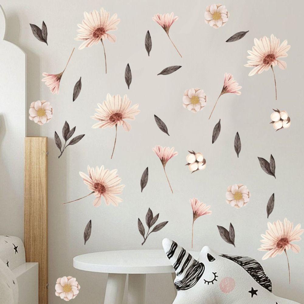 Boho Flowers Wall Stickers Watercolor Wall Art INS Murals Nursery Kindergarden