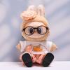 Orange Sitting Labubu Time Cloth Plaid Pants 17cm Plush Dolls Clothes  Kids Girls Toys