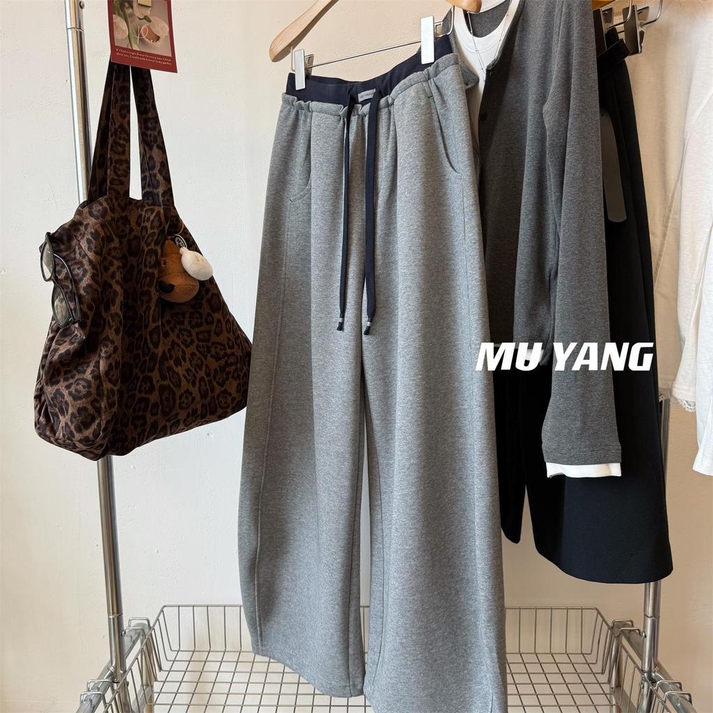 Women's Plus Size Fleece-Lined Wide-Leg Sweatpants - Autumn/Winter Versatile Casual Style