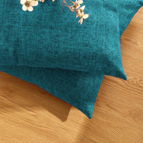 Silky Bunny Cushion Covers, 50x50cm, Nordic Style, Linen Texture, Sofa Back Covers, Solid Color, Hidden Zipper, Decorative Pillow Covers, Light Blue,