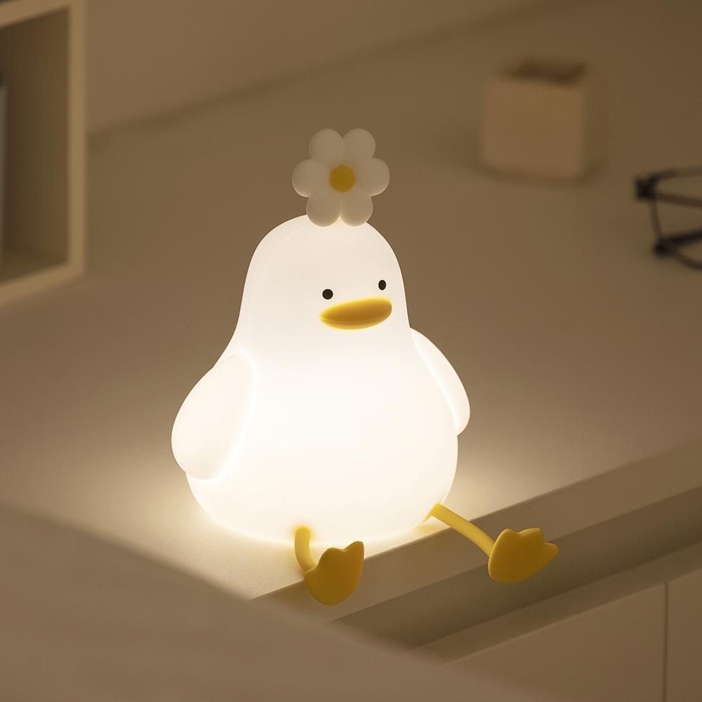 1Pc Cute Duck Led Night Light USB Rechargeable Nightlights Silicone Lamp Touch Switch Children Kid Bedroom Decoration Birthday Gift