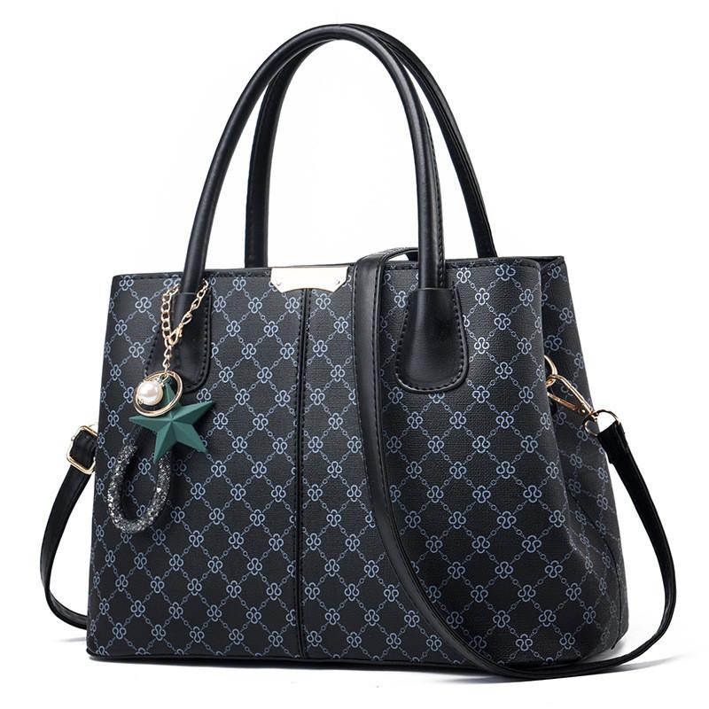 Retro Grid Pattern Large Capacity Boston Bag For Women 2023 New Black