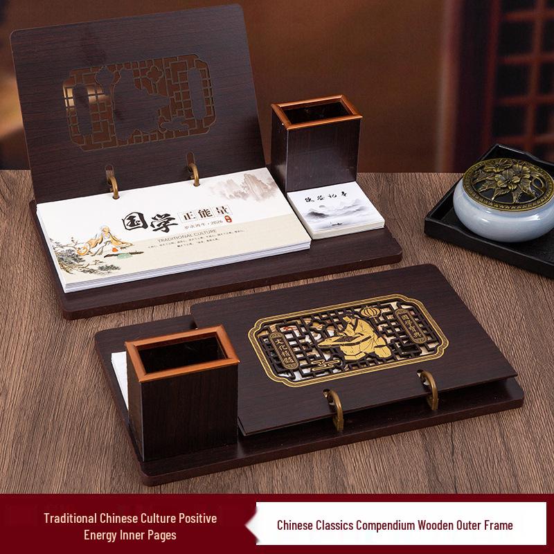 2026 Chinese Wooden Weekly Desk Calendar: Year of the Horse Creative Ornament Gift Set