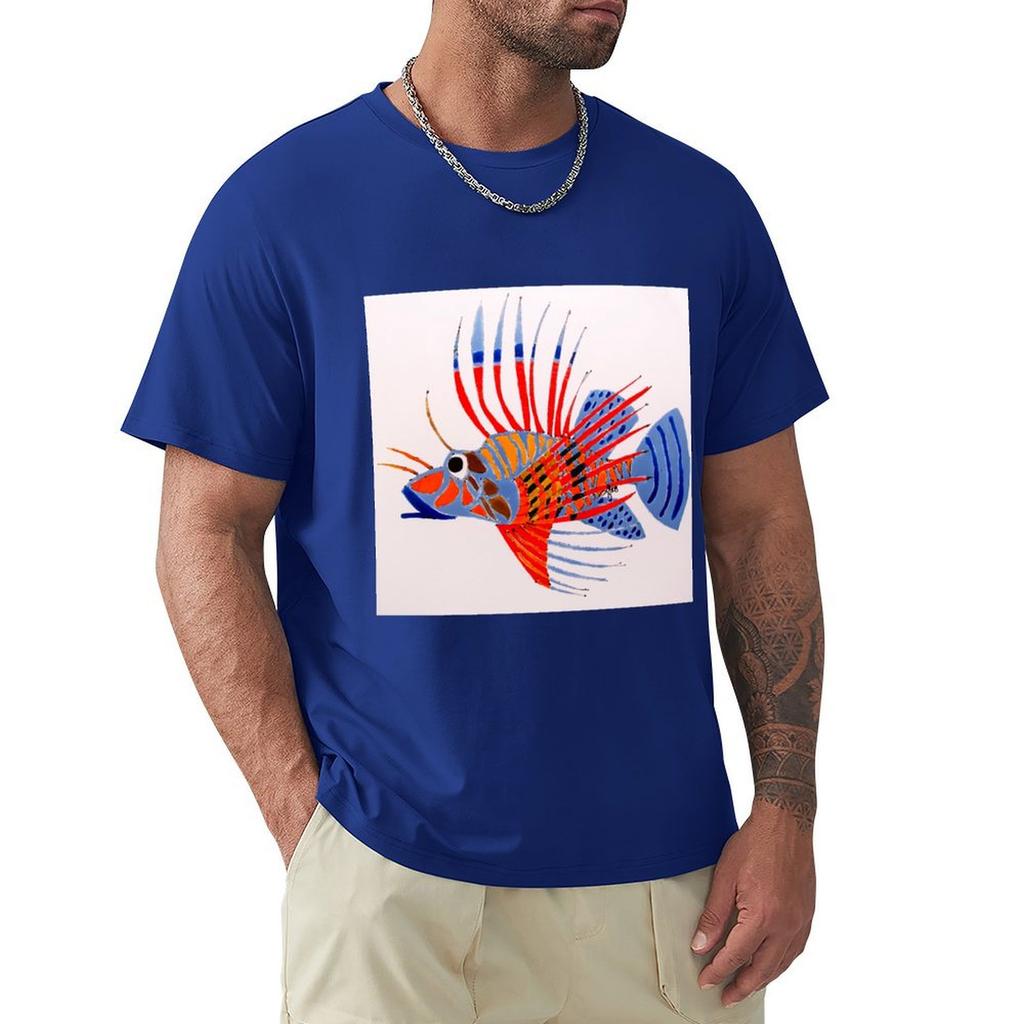 Lion Fish T-Shirt Heavyweights Plain Short Sleeve Tee Vintage T Shirts Men T Shirt