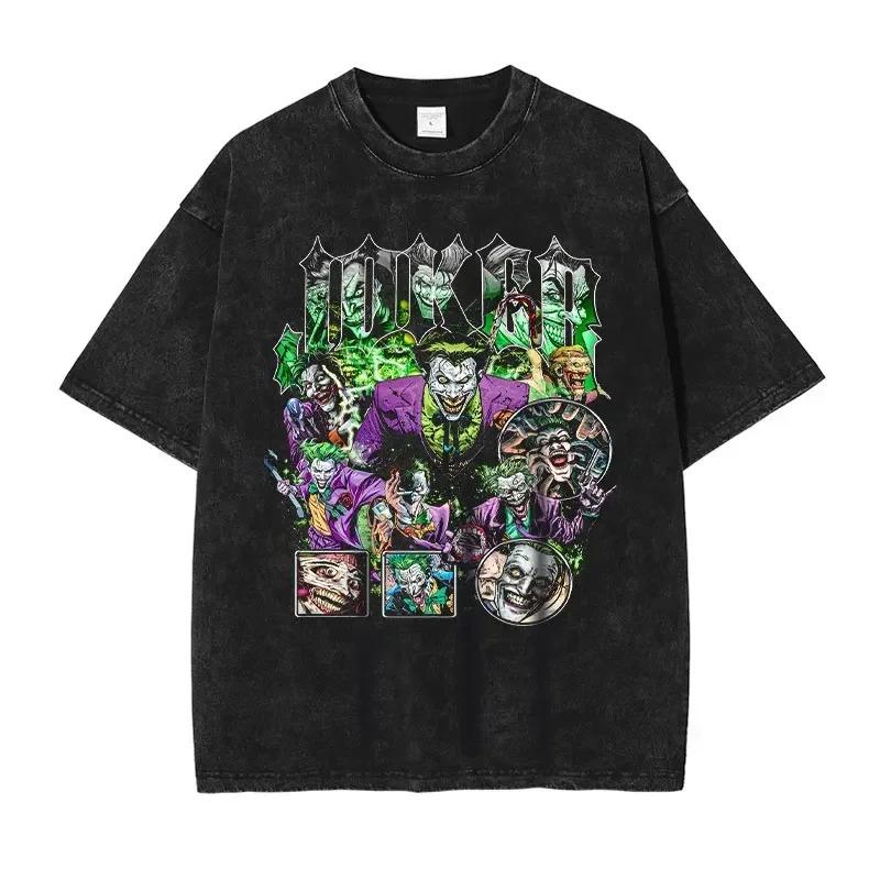 T-shirt Joker Hip Hop Vintage Lavata Film Vecchia Scuola Top Magliette T-shirt Oversize Manica Corta Felpe Unisex Cotone
