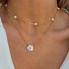 Stainless Steelss Shell Flower Pendant Necklace For Women Vintage Gold Color Heart Clavicle Chain Romantic Necklace Zircon Gift