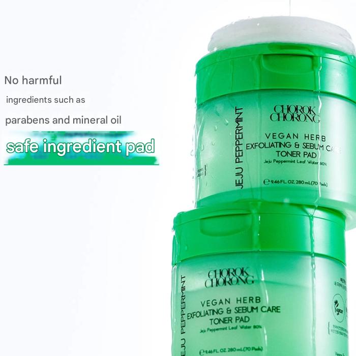 Chorok Chorong Vegan Herb Exfoliating & Sebum Care Jeju Peppermint Toner Pad (280ml+70Pads) (3 Options)