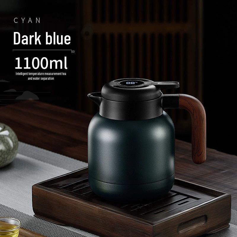 Elegant Portable Thermos with Temperature Display, 316 Stainless Steel, Tea Steeping, Water Separation, Insulated Pot.