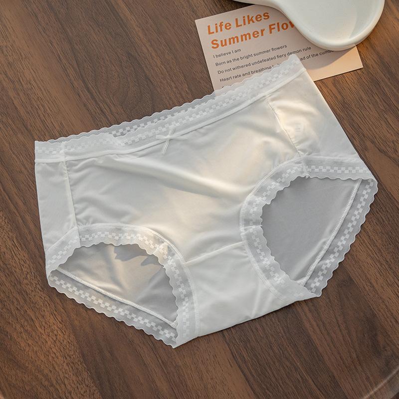 Female Summer Ultra Thin Ice Silk Naked Breathable Antibacterial Cotton Crotch Waist Non Trace Quick Dry Briefs