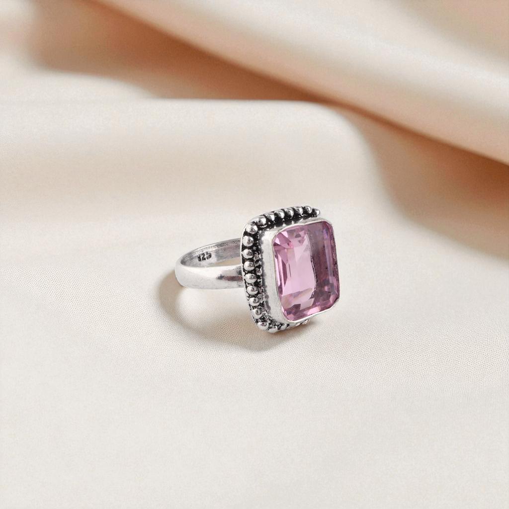 Natural Morganite Gemstone 925 Sterling Silver Handcrafted Jewelry Beautiful Ring Gift For Women RR-74-8