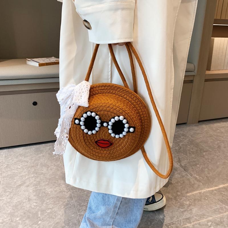 Bag female cute new fashion personalized shoulder bag cotton and linen woven straw bag niche versatile messenger bag