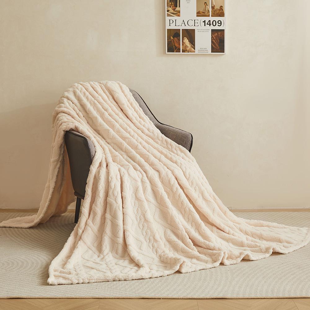Velvet Coral Fleece Jacquard Blanket - Thickened and Soft Household Gift Blanket
