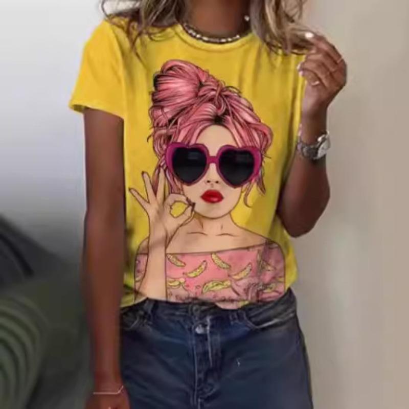 Summer Fashion 3D Digital Printed Loose Casual Short Sleeved Top T-Shirts Women’s