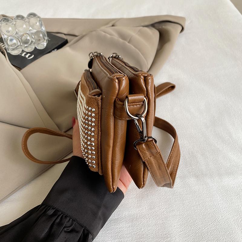 Women's Small Square Bag With Diamonds Shoulder Crossbody Bag