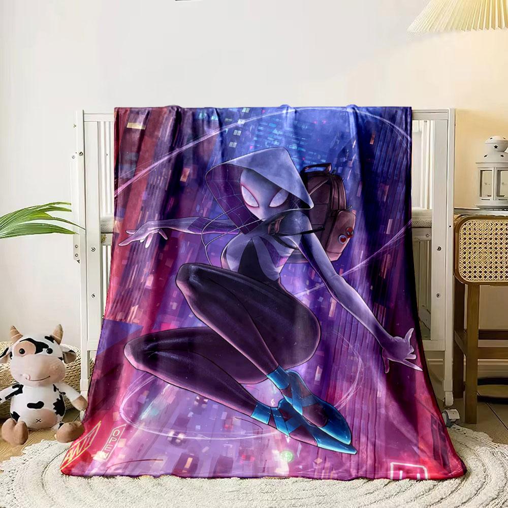 A figure in a white hoodie swinging through a vibrant, neon-lit cityscape. for all seasons blanket lunch break throw gift 80cm x 120cm