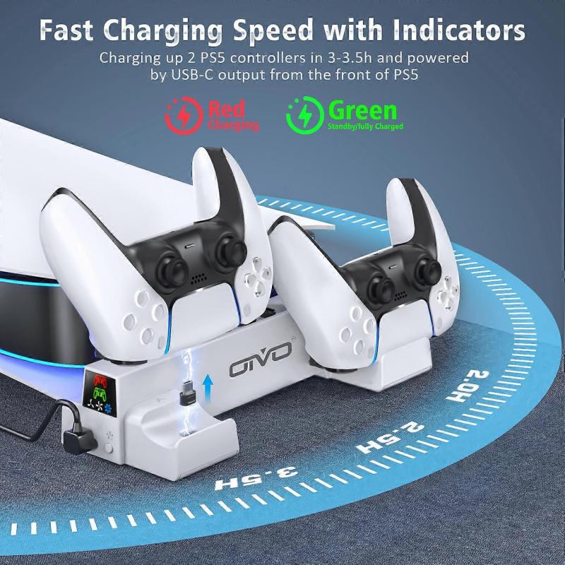 Oivo For Ps5 Console Horizontal Cooling Stand Ps5 Base Holder Ps5 Controller Charger For Playstation 5 Disc & Digital Editions
