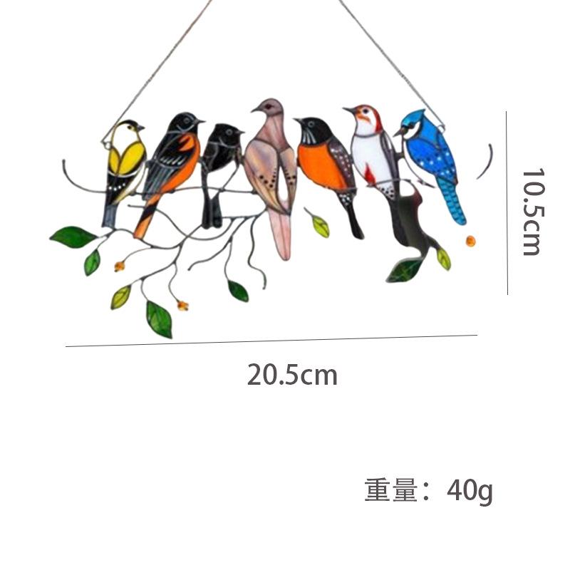 4 Birds Pattern Multicolor Acrylic Panel Bird Stained Glass For Window Hanging