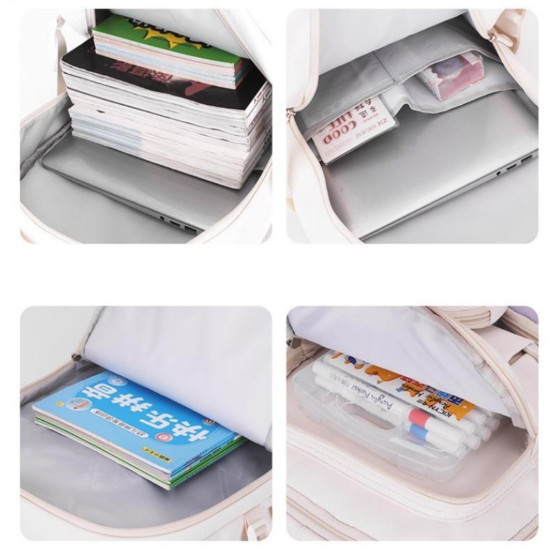 Korean Fashion Teen School Bags Middle School Students Rucksack Girls Cute Backpacks Large-Capacity Multiple Pockets Book Bag