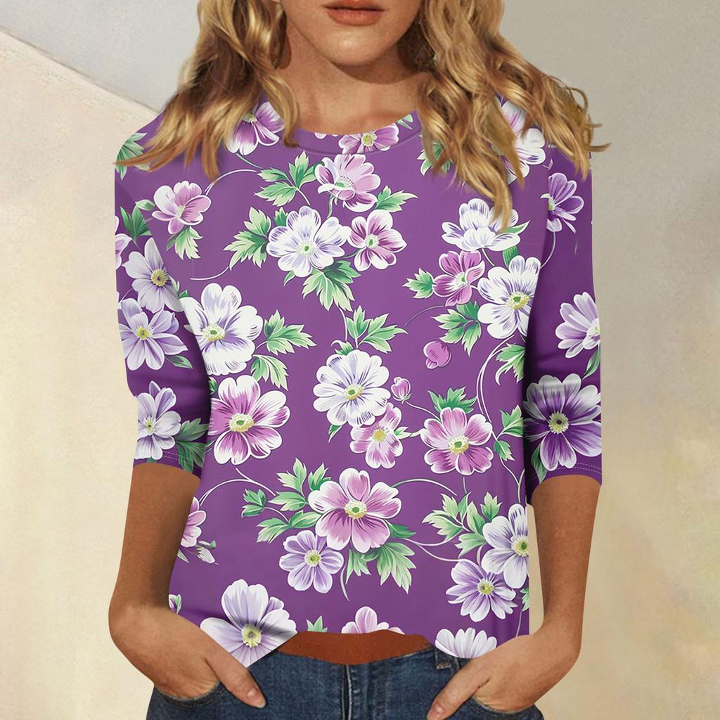 Women's 3/4 Sleeve Shirts Graphic Tees Shirts Casual Basic Tops Pullovers