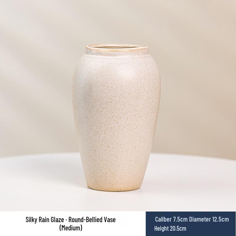 Wabi-Sabi Ceramic Vase: Elegant Hydroponic Bamboo Arrangement for Living Room & Dining Table