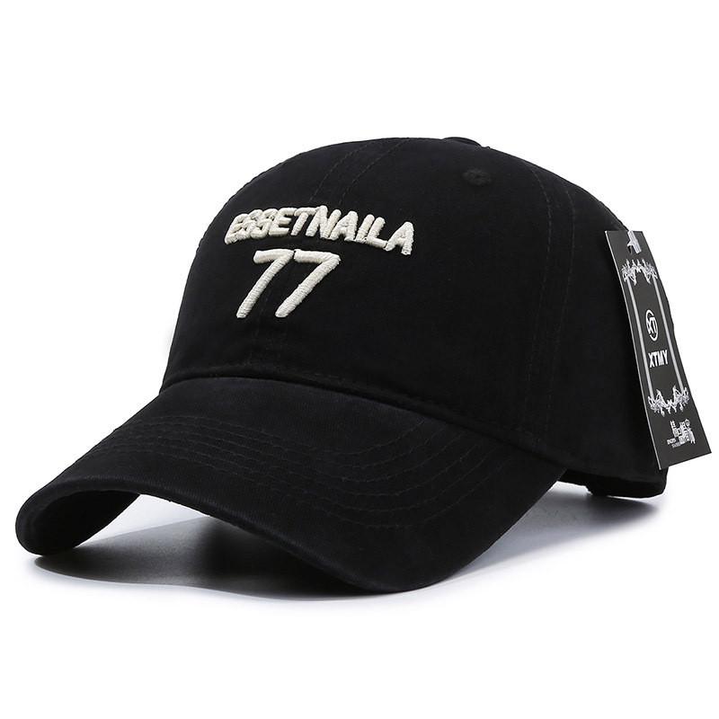 Letter 77 Essetnaila Embroidery Baseball Cap Outdoor Sun Protection Breathable