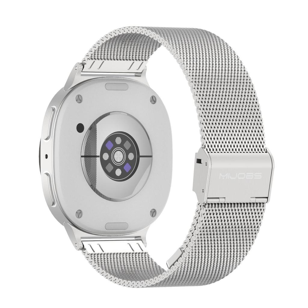 Compatible with Samsung Watch8/Ultra: Stainless Steel Milanese Magnetic Strap with Three-Bead Design and Steel End Links.