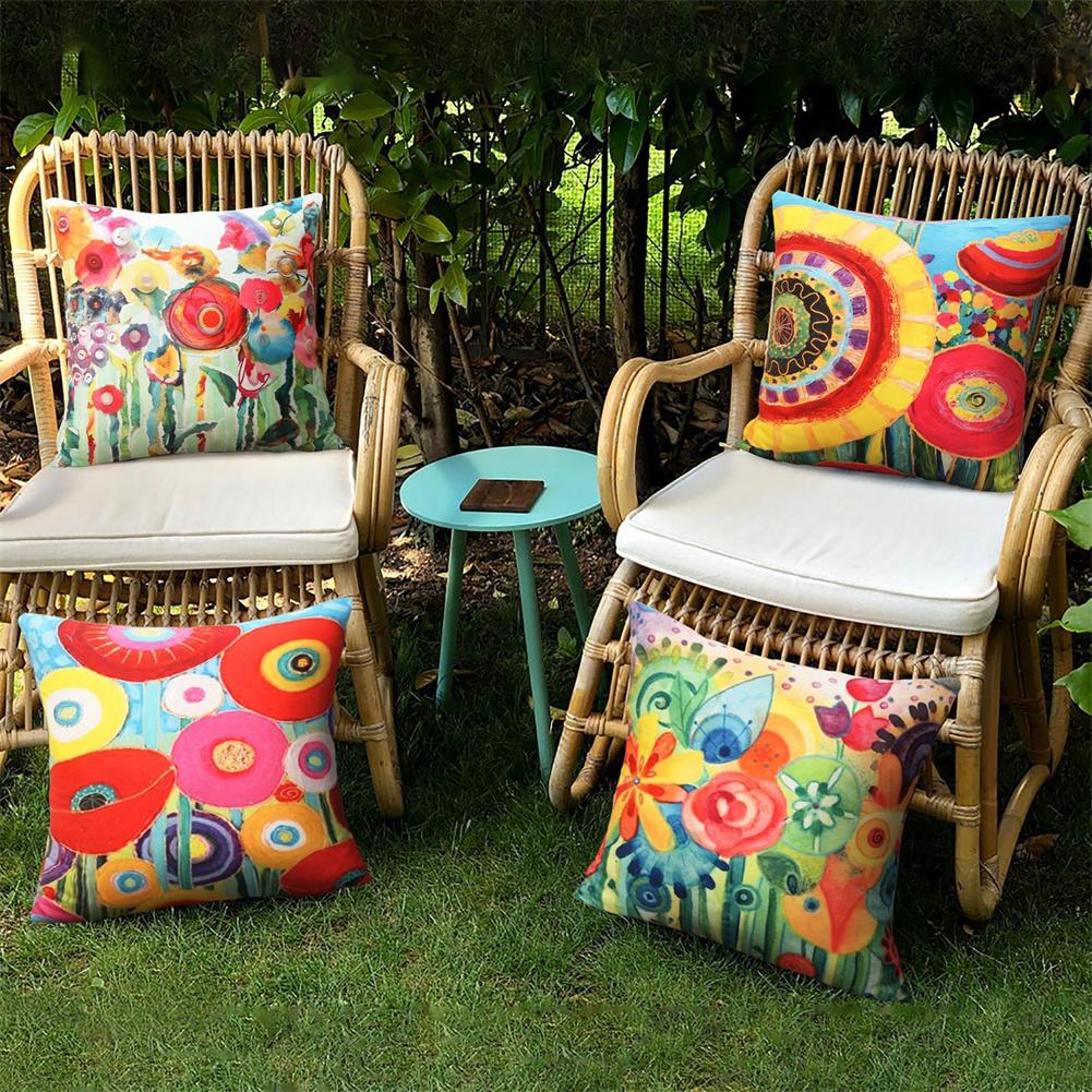 4pcs Decorative Throw Pillow Covers Pillowcase Flower Print Cushion Cover For Patio Garden Balcony 18x18inch