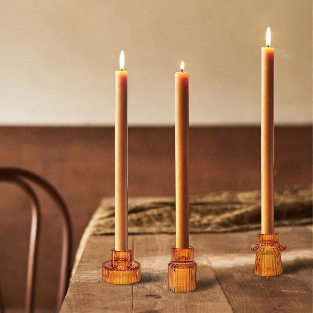 3PCS/set Double Head Candle Holder Glass Dining Table Tealight Creative Candlestick Valentine's Day