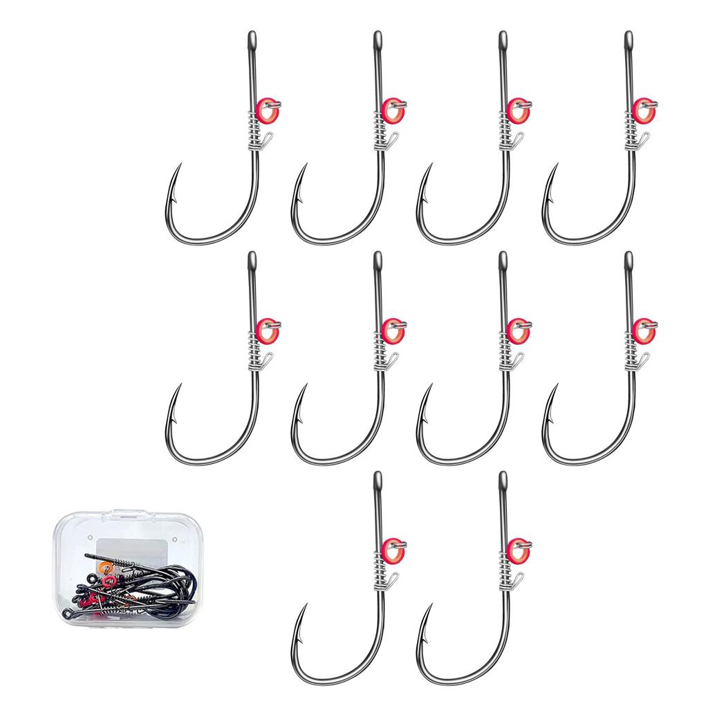 10Pcs Live Shrimp Fixing Hook Catfish Fishing Hook Barbed Fishhook with Hole Baitholder Hooks Saltwater Fishing Tackle
