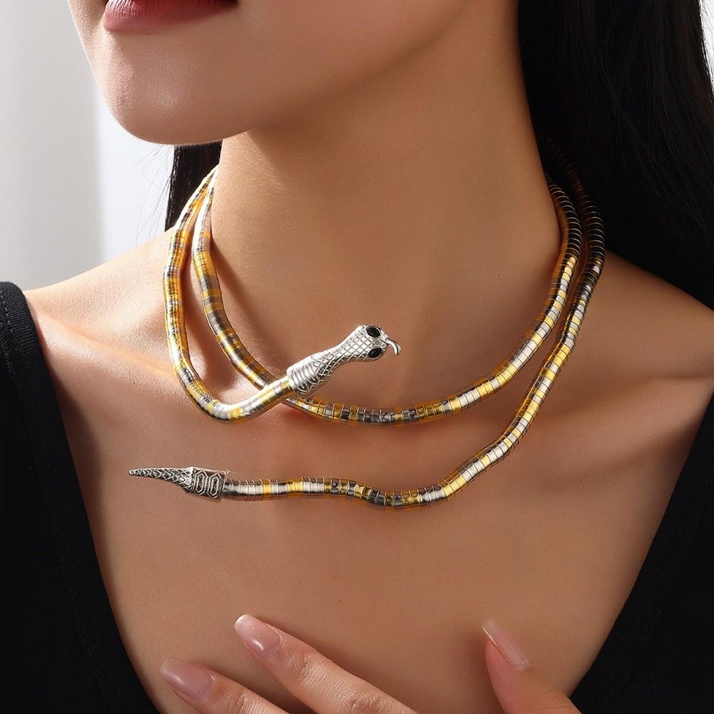 Trendy Animal Snake Choker Necklace With Multilayer Metallic Design Women For