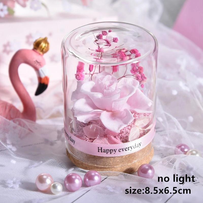 Valentines Day Gift for Girlfriend Eternal Rose LED Light Flower In Glass Cover Mothers Day Birthday Party Wedding Decoration