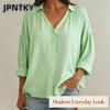 JPNTKY Women's Fashion Casual Solid Color Print Long Sleeve V Neck Blouses & Shirts
