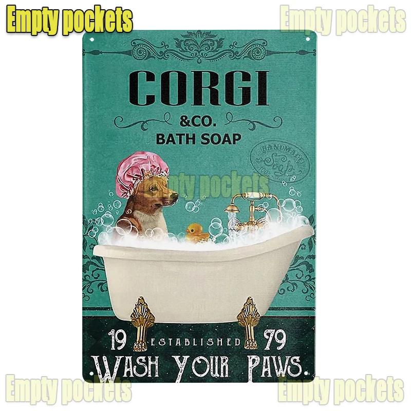 Vintage Pet Dog Corgi Tin Sign Plates for Pet Shop Bedroom Living Room cafe Kitchen metal wall art Decor Gift for Dog Lover