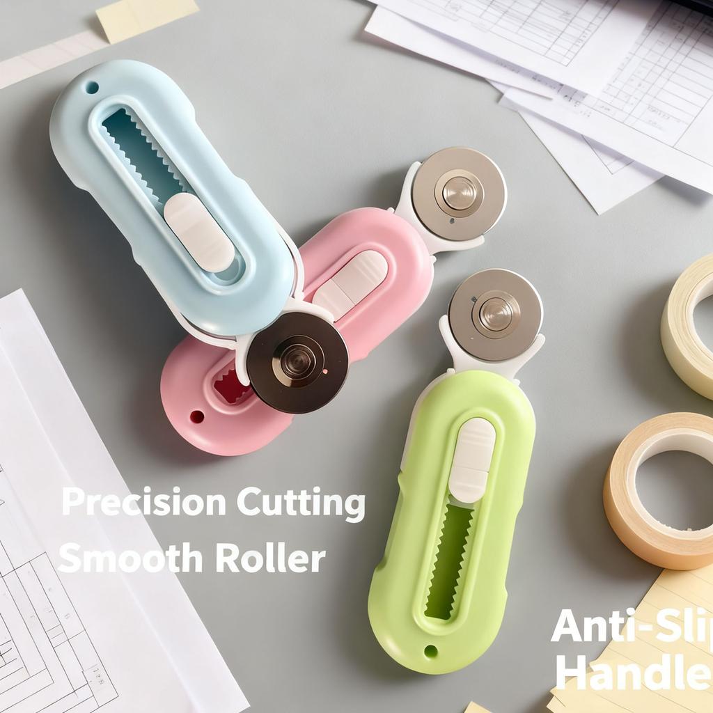 Rotary Cutter Craft Knife | Durable Stainless Steel Blade, Easy Replacement, Comfort Grip | Multi-Color for Paper Fabric DIY