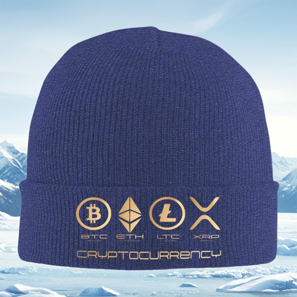 Crypto Coins Symbols BTCETHLTCXRP Men Women Unisex Knitted Hat Beanie Pullover Cap Winter Thermal Warm Christmas Outdoor Cyc
