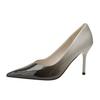Sexy versatile pointed high heels women's 2025 new fine heel fashion temperament gradual change color patent leather light mouth single shoes