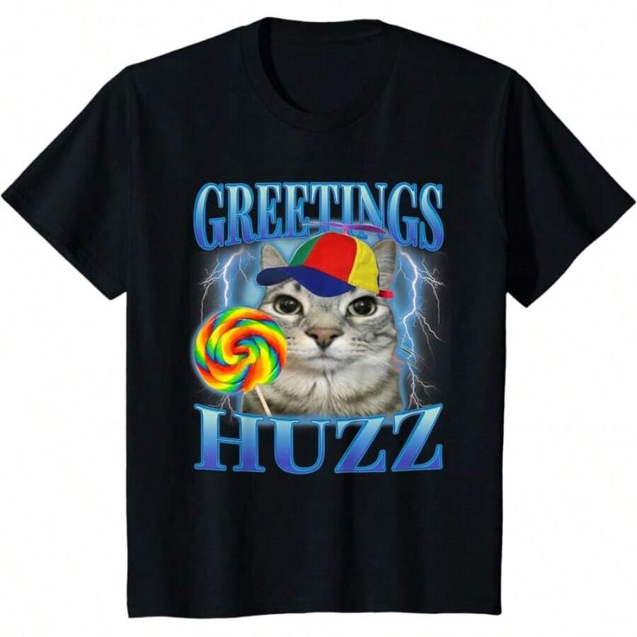 Мем Кот-Леденец Приветствия Хазз Забавные Глупые Коты Мозговая Гниль Унисекс Футболка M