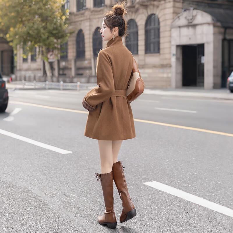 Women's Contrast Plaid Belted Trench Coat