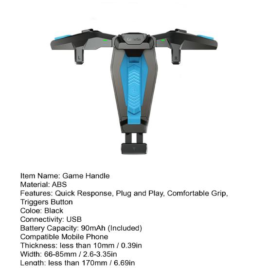 1 Set Mobile Game Handle Gamepad Joystick Triggers Button Foldable Plug and Play Auxiliary Gaming Controller for IOS for Android Phone