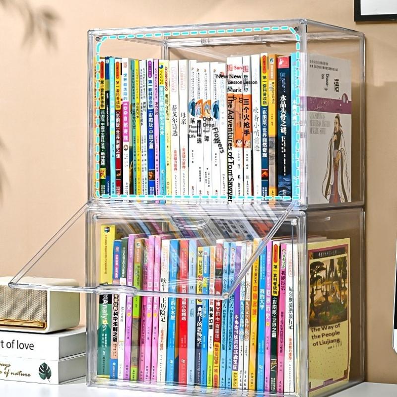 Transparent Acrylic Desktop Display Cabinet - Dustproof Large Capacity Bookshelf, Cd Album Book Magazine Sorting Storage Box