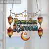 Ramadan Kareem Window Hanging Decor 2D Flat Acrylic Lantern Star Crescent Moon Islamic Ornaments Eid Mubarak Home & Party Decor