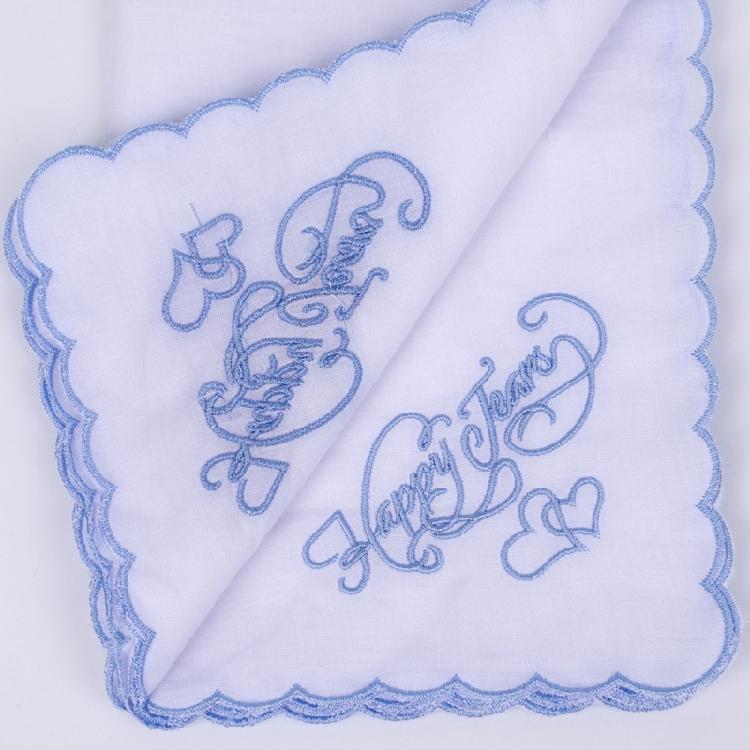 Embroidery Cotton Square Handkerchief Wedding Party Favor Decorative Kerchief for Bride Wedding Gifting Packing Use