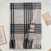 Double-sided plaid knitted fringed scarf women's autumn and winter new versatile thickened warm scarf student outer shawl